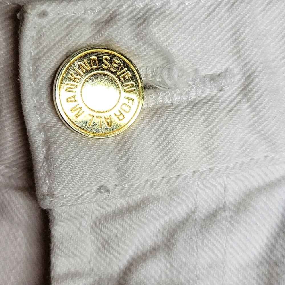 7 For All Mankind Natural Denim Cropped Ankle Distressed Jeans Size 24 - Picture 5 of 12